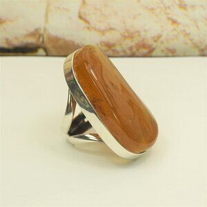 MASSIVE AMBER 925 SILVER RING 40g - Adjustable Size - OOAK Gift